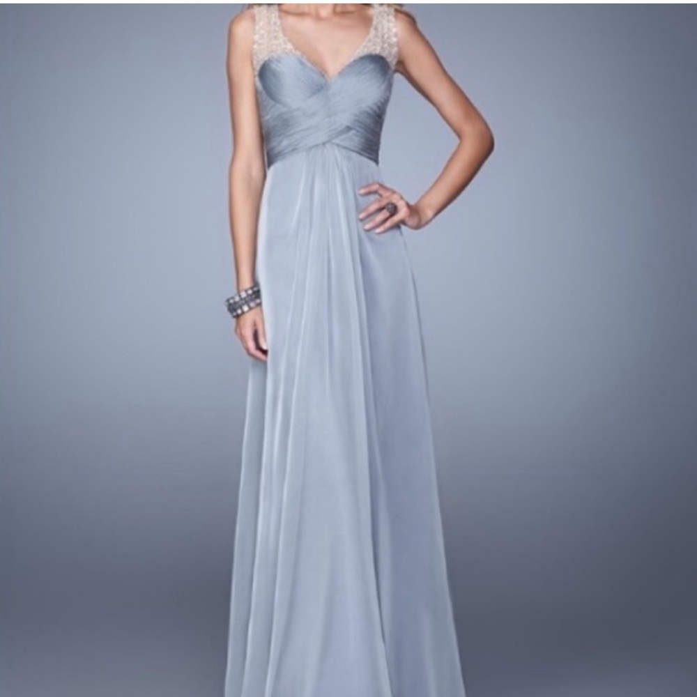 BNWT La Femme beaded chiffon gown